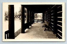 RPPC Postcard Grayling MI Michigan Hartwick Memorial Building Cabin Porch picture