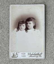 Antique Cabinet Card Photograph Victorian Sisters Beautiful Girls Reading PA picture