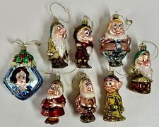 Vintage 4” Disney Snow White & The Seven Dwarves Hand Blown Christmas Ornaments picture