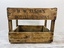 Vintage H.W. Elson's Bottling Works Ishpeming Marquette Michigan Wood Crate picture