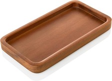 6" Small Tiny Bathroom Vanity Tray for Counter - Acacia Wood Dish Soap Dispenser picture