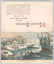 Postcard Currier & Ives American Winter Scenes Morning Ice Skating Frontispiece picture