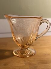 1930s Hazel Atlas Royal Lace Pink Depression Glass Footed Creamer (CHIP ON BASE) picture