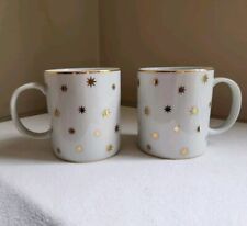 Vtg Lillian Vernon Gold Star Gilding Coffee Mug Set of 2 (5 sets available) picture