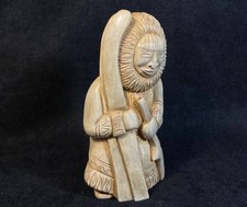 Chukchi Arctic Skier Hunter Sculpture, Inuit Eskimo Handcrafted Figurine picture