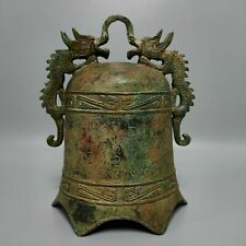 Rare Han Dynasty Handcrafted in old bronze Double Dragon Inscription Chime bell  picture