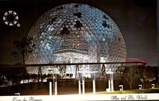 Montreal - Biosphere dome lit at night, Man and His World - Postcard - 1968 picture