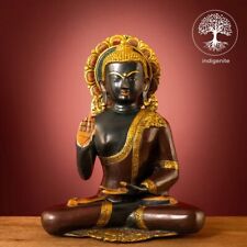 indigenite Brass Buddha Statue | Size - (12.5 x 6.5 x 10) Inches, Weight:3.5 kg picture