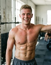 Sexy shirtless man blond muscle gym sexy torso gay 8.5 by 11 GLOSSY PRINT picture