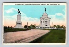 Gettysburg PA- Pennsylvania, Minnesota And Monuments, Antique, Vintage Postcard picture