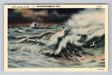 Rehoboth Beach DE-Delaware, Scenic View Surf During Storm Vintage Postcard picture