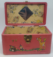 Walt Disney Neevel Doll Suitcase Toy Case  Vintage Box Mirror Wood Bambi Mickey picture