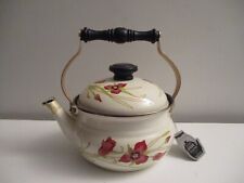 Vtg Gailstyn-Sutton Jardine Collection Japanese Iris Enamel Tea Pot Kettle NOS picture