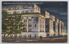 Postcard  Department of Anterior at Night c1941 Washington DC picture