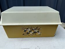 *Rare* Vintage Lustro-Ware BreadBox Spring/Summer Floral Design Brown/Yellow USA picture