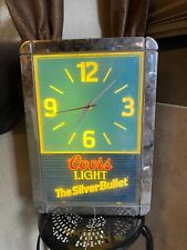 Vintage Coors Light Beer Retro Lighted Bar Sign Electric Clock Silver Bullet picture