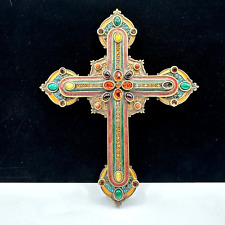 JAY STRONGWATER Cross Rare Cabachon Swavorski Crystal Enamel Two Sided 6.5