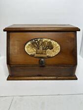 Vintage Wooden Bread Box w/ Lucite Utensil Inlay. picture