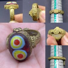 Very Ethnic Old Beautiful Mosiac Glass Eyes Unique Ring From Central Asia picture