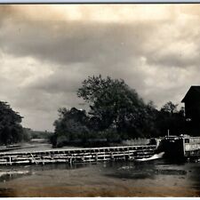 c1910s Dam Water Mill RPPC Pioneer Industry River Bridge? Real Photo PC Vtg A126 picture