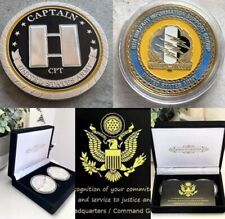 2pcs Army Rank Captain O-3 And  8TH MILITARY information Support CHALLENGE COIN picture