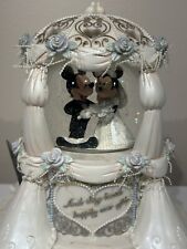 Disney Snow Globe Bride & Groom Mickey Minnie Wedding Mouse Musical Rotating NWT picture