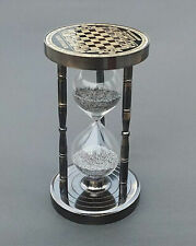 Chrome Chess Design Nautical Sand Timer Vintage Collectible Decor Hourglass picture