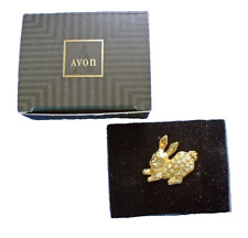 Avon PIN Easter BUNNY RHINESTONE Cottontail Rabbit 1992 TAC Brooch NEW MIB picture