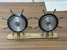 Vintage Airguide Barometer Ship's Wheel Nautical Weather Station Thermometer picture