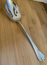 Mikasa Stainless LYONS Gold Accent Glossy Flared PIERCED SERVING SPOON 9” NEW picture