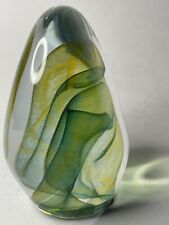 Paperweight Peet Robison Signed  Iridescent Sparkling Green Art Glass 4” picture