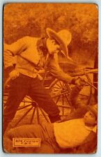 Antique Postcard~ Western~ Silent Film Cowboy Move Start Bob Custer picture