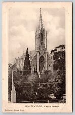 Montevideo Capilla Jackson Church Cathedral Birds Eye View Black White Postcard picture