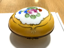 Limoges France Peint Main Gold Floral Egg Hinged Trinket Box MCLS  picture