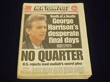 2001 DEC 1 NY POST NEWSPAPER LOT OF 15 - GEORGE HARRISON FINAL DAY'S - NP 1825 picture