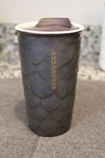 Starbucks 2016 Anniversary Mug Mermaid Scales Ceramic Tumbler & Lid Bronze 10oz picture