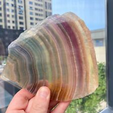 1.36LB Natural Colour Fluorite Carved Slice Crystal Specimen Mineral Healing picture
