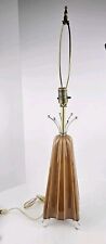 Vintage Mid Century Modern Atomic Toffee Brown Ceramic Table Lamp Retro Ribbed picture