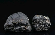 2 Pieces Black Anthracite Coal Specimens - Natural Rock Samples - Fossil Fuel picture