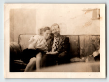 Photo Couple On Couch Embracing Double Exposure Ghost Effect Vintage 1940s picture