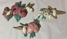 3 VINTAGE 1993 HUMMINGBIRD WALL PLAQUE BURWOOD PRODUCTS USA #3303 picture