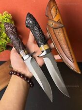 Wootz Steel Hunting Knife Survival Bowie Ironwood Handcrafted Tiger Pattern picture