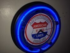 American Flyer AuthDealer Train Bar Man Cave Neon Wall Clock Advertising Sign picture