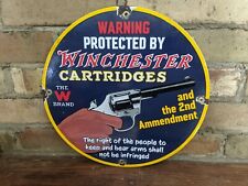 VINTAGE WINCHESTER W BRAND SHELL PORCELAIN SIGN AMMO 12