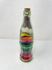 COCA COLA 8 oz Collector's Item Rainbow Colored Sand Home Decor Art Glass Bottle picture