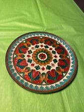 VINTAGE 1970’S HAND MADE IN GREECE COLORFUL BRONZE PLATE 6 1/2” picture