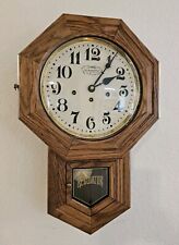 Vintage New England Clock Company Regulator Wood Wall Clock w Key Farmington  picture
