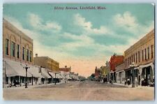 Litchfield Minnesota Postcard Sibley Avenue Buildings Street Scene 1916 Antique picture