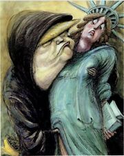 ANTI Trump: LIBERTY TRUMP  (XL) 9.5 X 7.5 in. humorous political bumper sticker picture