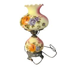 Vintage Victorian Gone w/the Wind Hurricane Amber Double Globe Rose Parlor Lamp picture